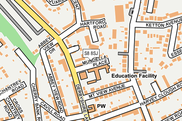 S8 8SJ map - OS OpenMap – Local (Ordnance Survey)