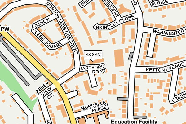 S8 8SN map - OS OpenMap – Local (Ordnance Survey)