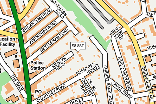 S8 8ST map - OS OpenMap – Local (Ordnance Survey)