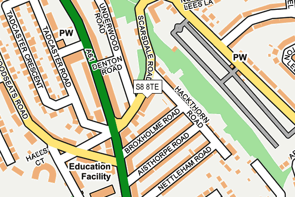 S8 8TE map - OS OpenMap – Local (Ordnance Survey)