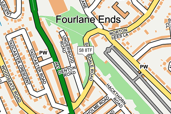 S8 8TF map - OS OpenMap – Local (Ordnance Survey)