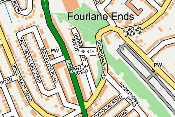 S8 8TH map - OS OpenMap – Local (Ordnance Survey)