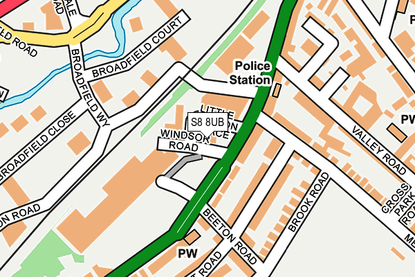 S8 8UB map - OS OpenMap – Local (Ordnance Survey)