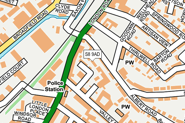 S8 9AD map - OS OpenMap – Local (Ordnance Survey)