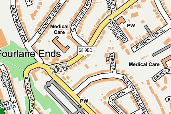 S8 9BD map - OS OpenMap – Local (Ordnance Survey)