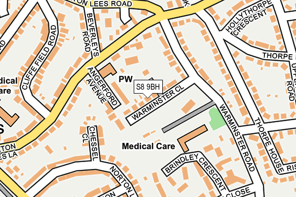 S8 9BH map - OS OpenMap – Local (Ordnance Survey)