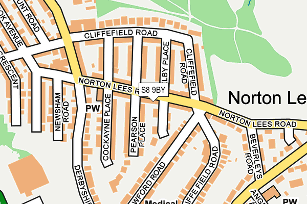S8 9BY map - OS OpenMap – Local (Ordnance Survey)
