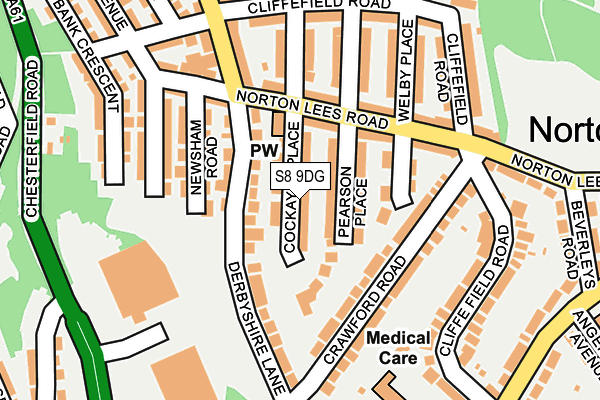 S8 9DG map - OS OpenMap – Local (Ordnance Survey)