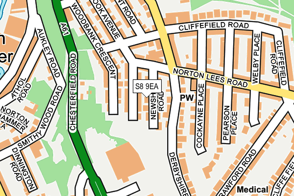 S8 9EA map - OS OpenMap – Local (Ordnance Survey)