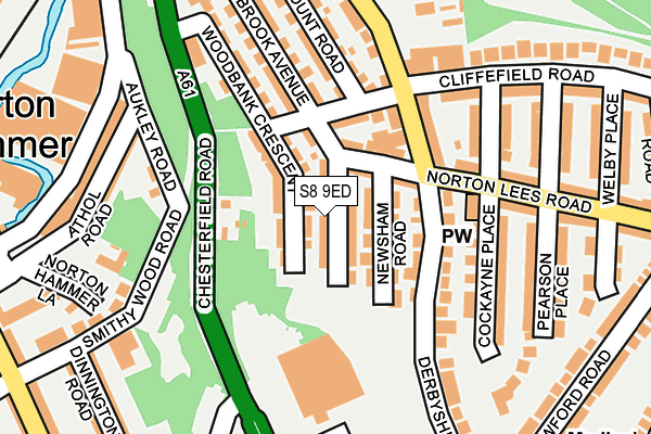 S8 9ED map - OS OpenMap – Local (Ordnance Survey)