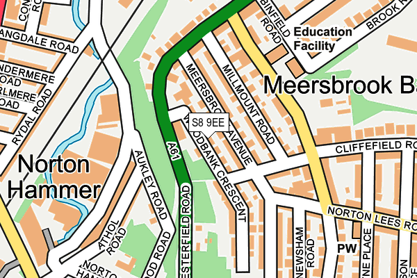 S8 9EE map - OS OpenMap – Local (Ordnance Survey)