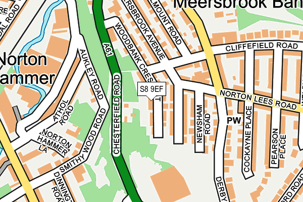 S8 9EF map - OS OpenMap – Local (Ordnance Survey)
