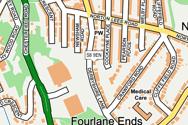 S8 9EN map - OS OpenMap – Local (Ordnance Survey)