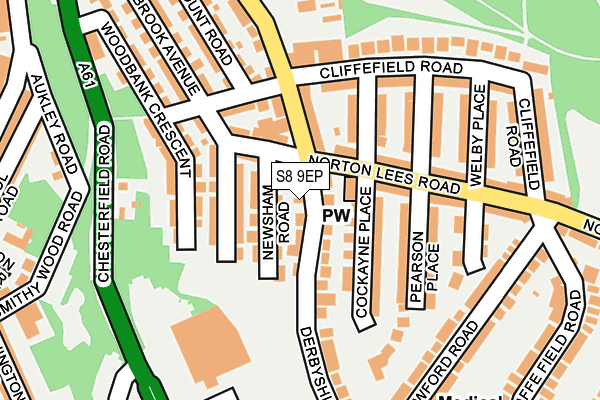 S8 9EP map - OS OpenMap – Local (Ordnance Survey)