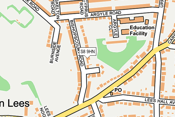 S8 9HN map - OS OpenMap – Local (Ordnance Survey)