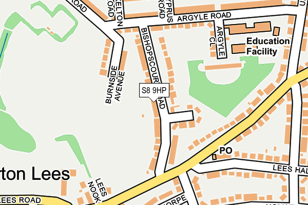 S8 9HP map - OS OpenMap – Local (Ordnance Survey)