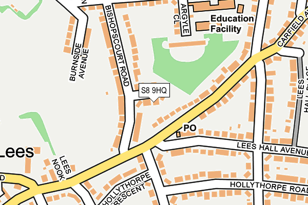 S8 9HQ map - OS OpenMap – Local (Ordnance Survey)