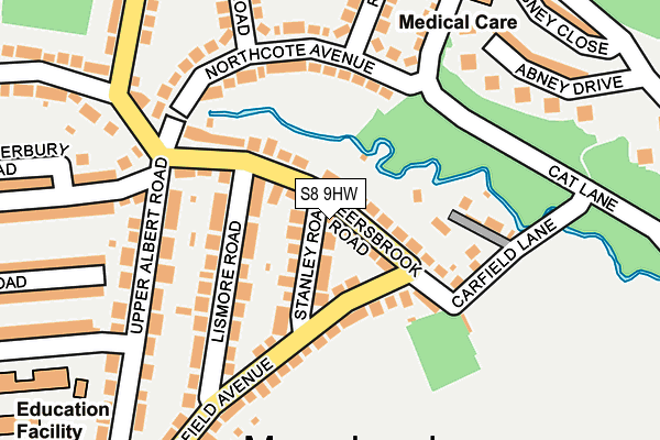 S8 9HW map - OS OpenMap – Local (Ordnance Survey)