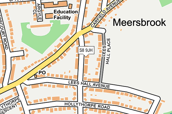 S8 9JH map - OS OpenMap – Local (Ordnance Survey)