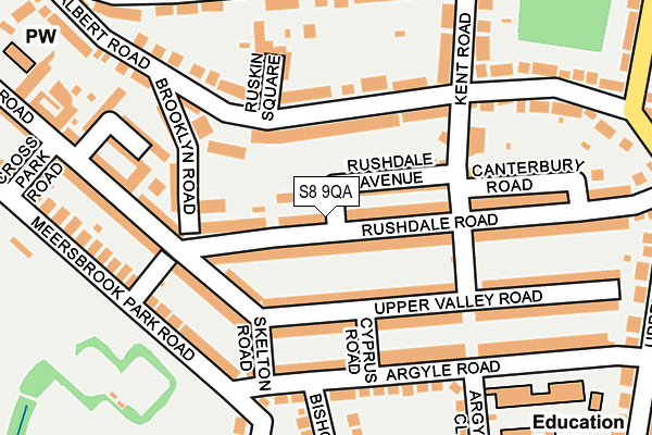 S8 9QA map - OS OpenMap – Local (Ordnance Survey)