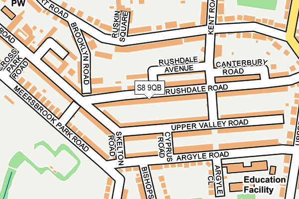 S8 9QB map - OS OpenMap – Local (Ordnance Survey)
