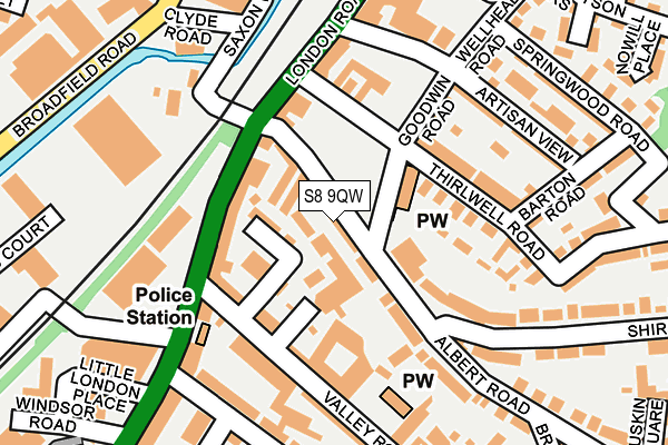 S8 9QW map - OS OpenMap – Local (Ordnance Survey)