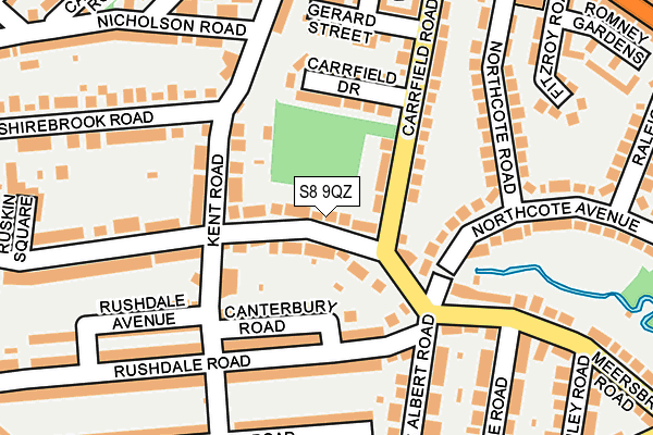 S8 9QZ map - OS OpenMap – Local (Ordnance Survey)