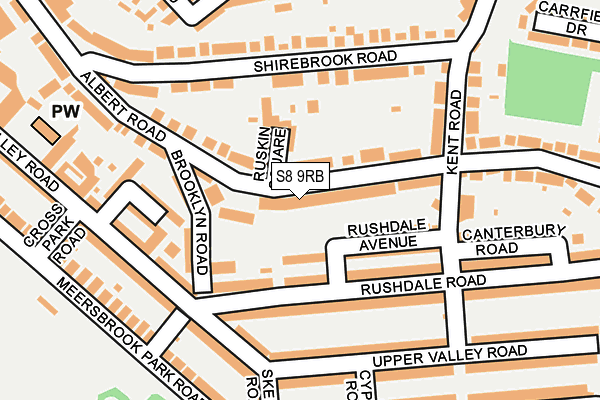 S8 9RB map - OS OpenMap – Local (Ordnance Survey)