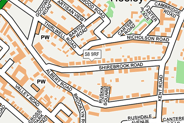 S8 9RF map - OS OpenMap – Local (Ordnance Survey)
