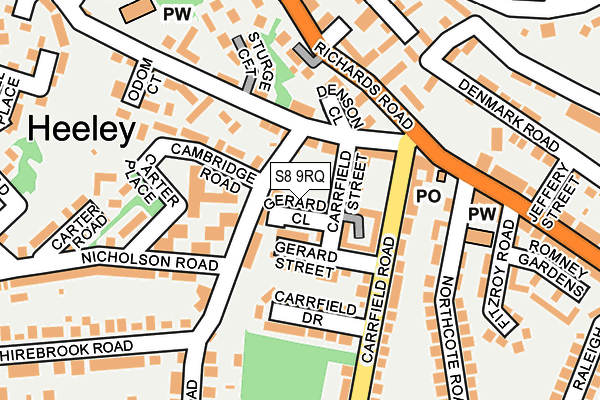 S8 9RQ map - OS OpenMap – Local (Ordnance Survey)