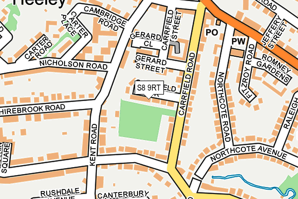 S8 9RT map - OS OpenMap – Local (Ordnance Survey)