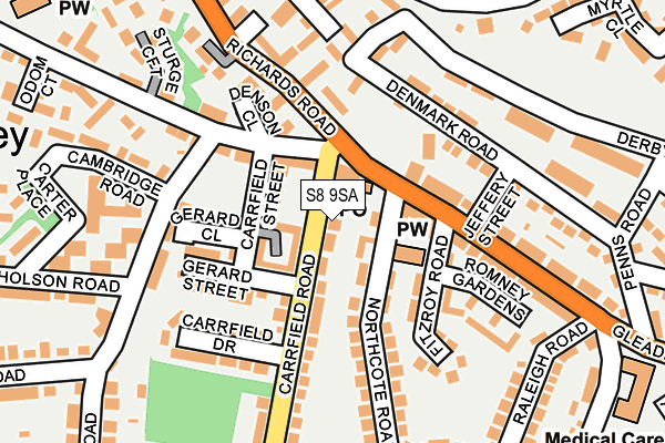 S8 9SA map - OS OpenMap – Local (Ordnance Survey)