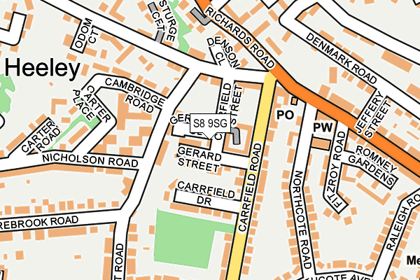S8 9SG map - OS OpenMap – Local (Ordnance Survey)