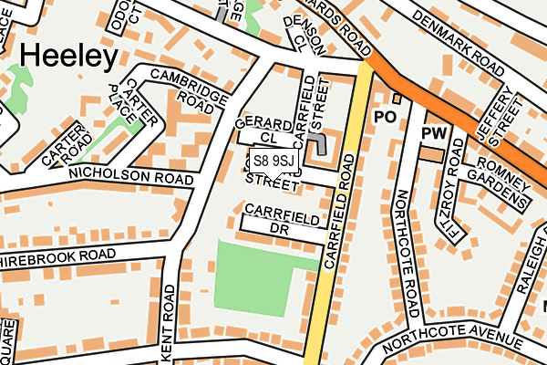 S8 9SJ map - OS OpenMap – Local (Ordnance Survey)