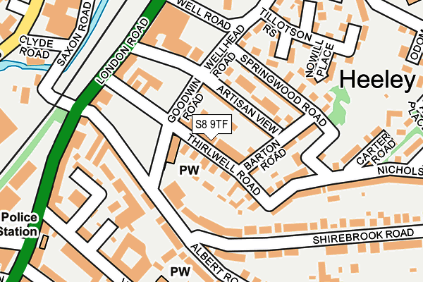 S8 9TF map - OS OpenMap – Local (Ordnance Survey)
