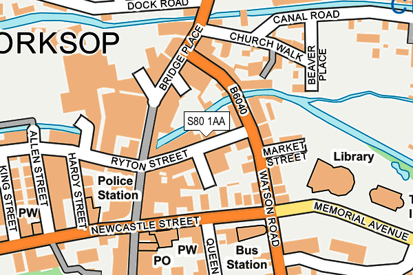 S80 1AA map - OS OpenMap – Local (Ordnance Survey)