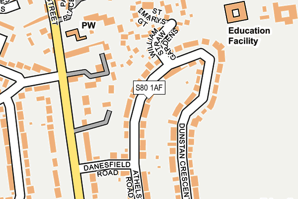 S80 1AF map - OS OpenMap – Local (Ordnance Survey)