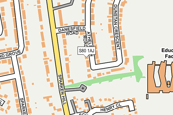 S80 1AJ map - OS OpenMap – Local (Ordnance Survey)