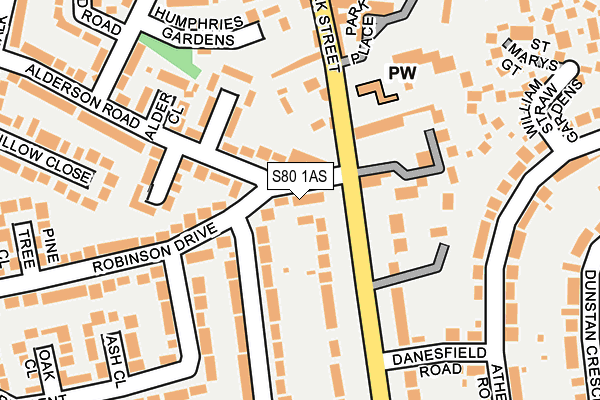 S80 1AS map - OS OpenMap – Local (Ordnance Survey)