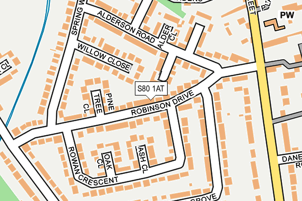 S80 1AT map - OS OpenMap – Local (Ordnance Survey)