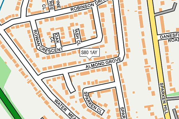 S80 1AY map - OS OpenMap – Local (Ordnance Survey)