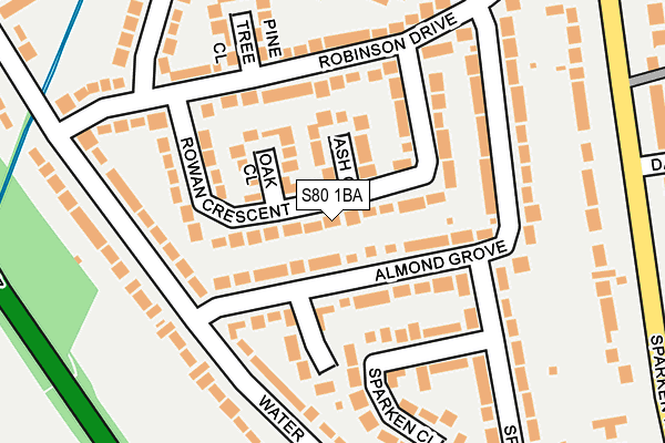 S80 1BA map - OS OpenMap – Local (Ordnance Survey)