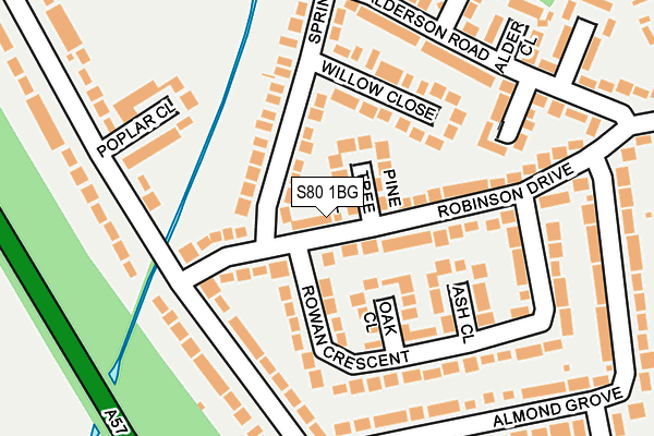 S80 1BG map - OS OpenMap – Local (Ordnance Survey)