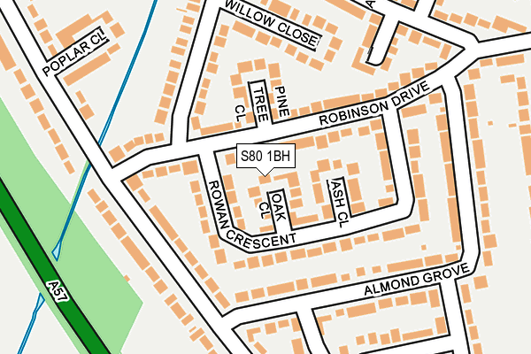 S80 1BH map - OS OpenMap – Local (Ordnance Survey)