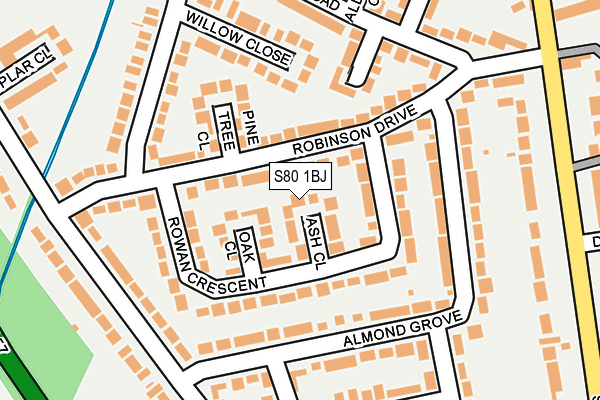 S80 1BJ map - OS OpenMap – Local (Ordnance Survey)