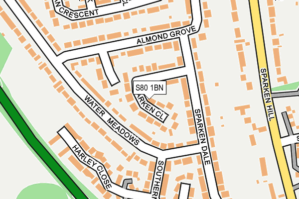 S80 1BN map - OS OpenMap – Local (Ordnance Survey)