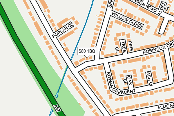 S80 1BQ map - OS OpenMap – Local (Ordnance Survey)