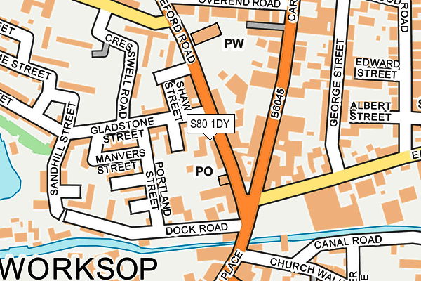 S80 1DY map - OS OpenMap – Local (Ordnance Survey)