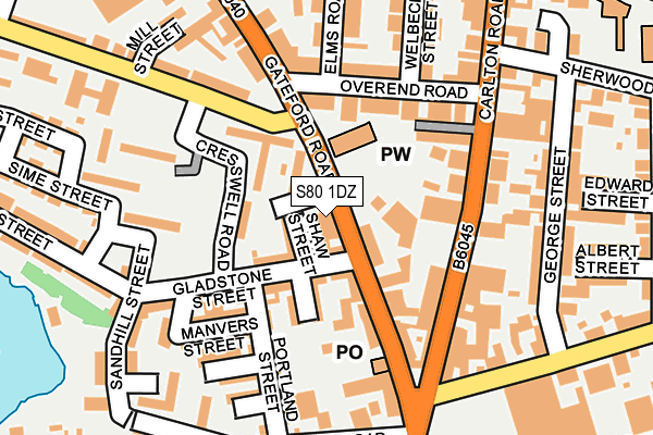 S80 1DZ map - OS OpenMap – Local (Ordnance Survey)