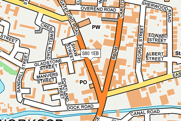 S80 1EB map - OS OpenMap – Local (Ordnance Survey)